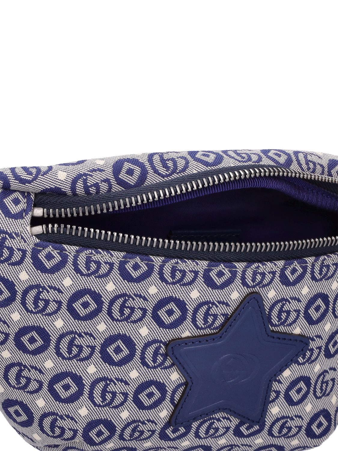Shop Gucci Double G Cotton Jacquard Belt Bag In Blue,multi