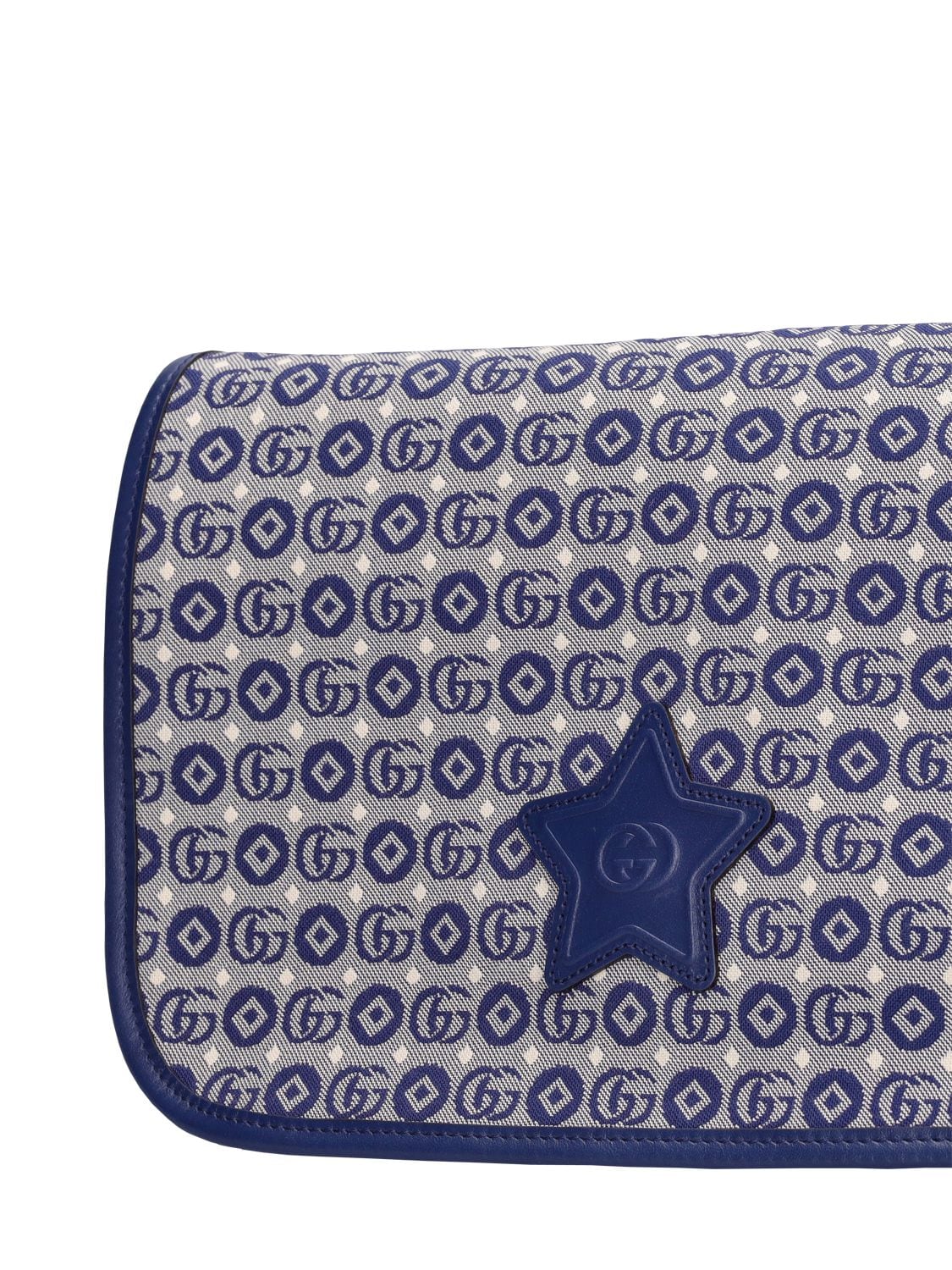 Children's top handle bag in blue cotton jacquard
