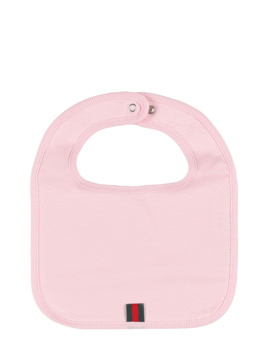 Shop Gucci Logo Print Cotton Romper, Hat & Bib In Light Pink