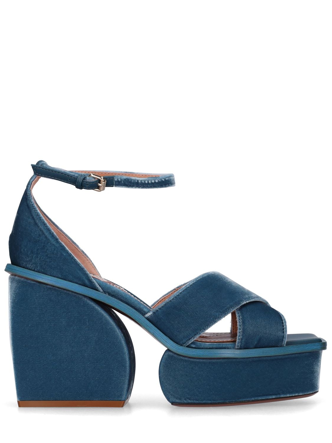 Zimmermann 95mm Velvet Platform Sandals In Blue | ModeSens