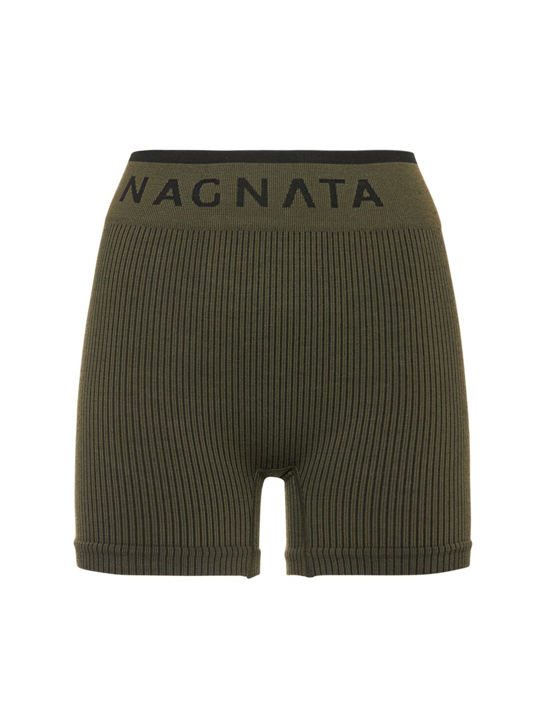 NAGNATA SEAMLESS RIB HIGH WAIST MINI SHORTS