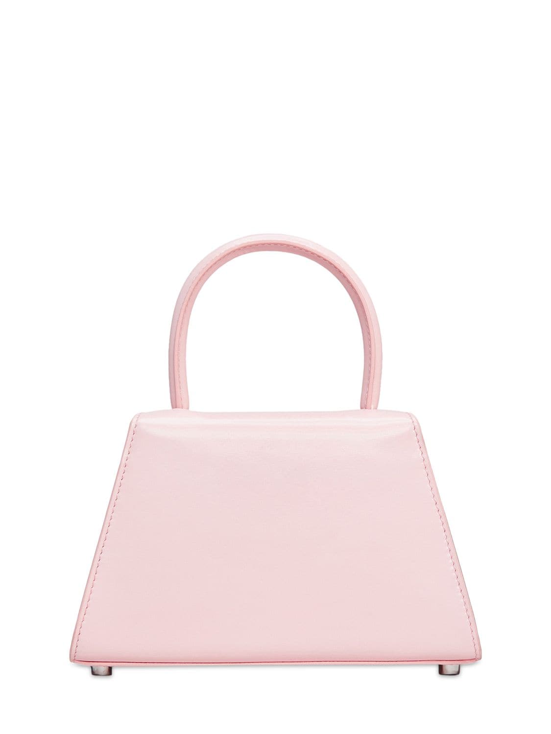 Shop Self-portrait Mini Capri Leather Top Handle Bag In 라이트 핑크