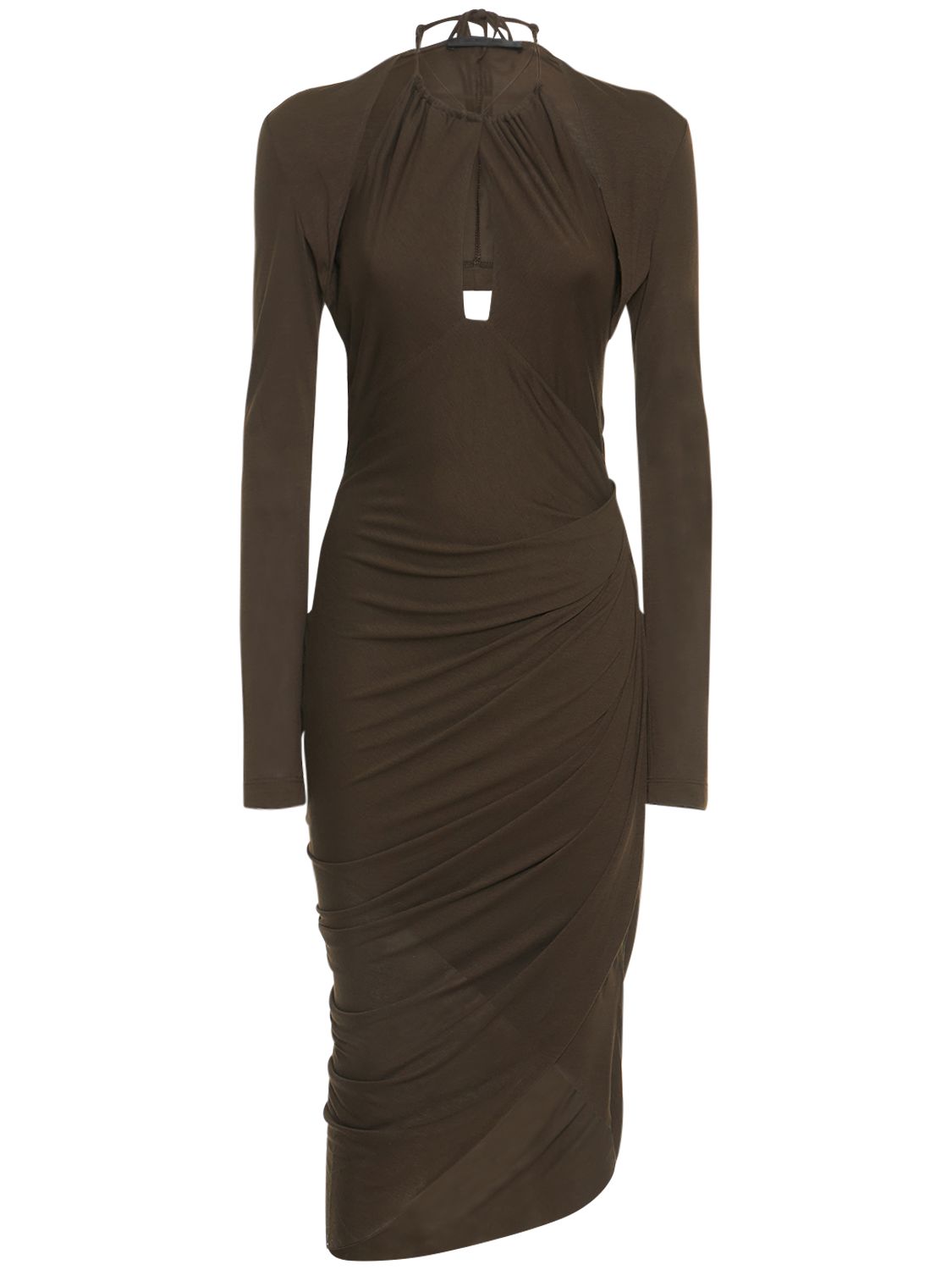 Helmut Lang Long Sleeve Halter Neck Midi Dress In Black | ModeSens