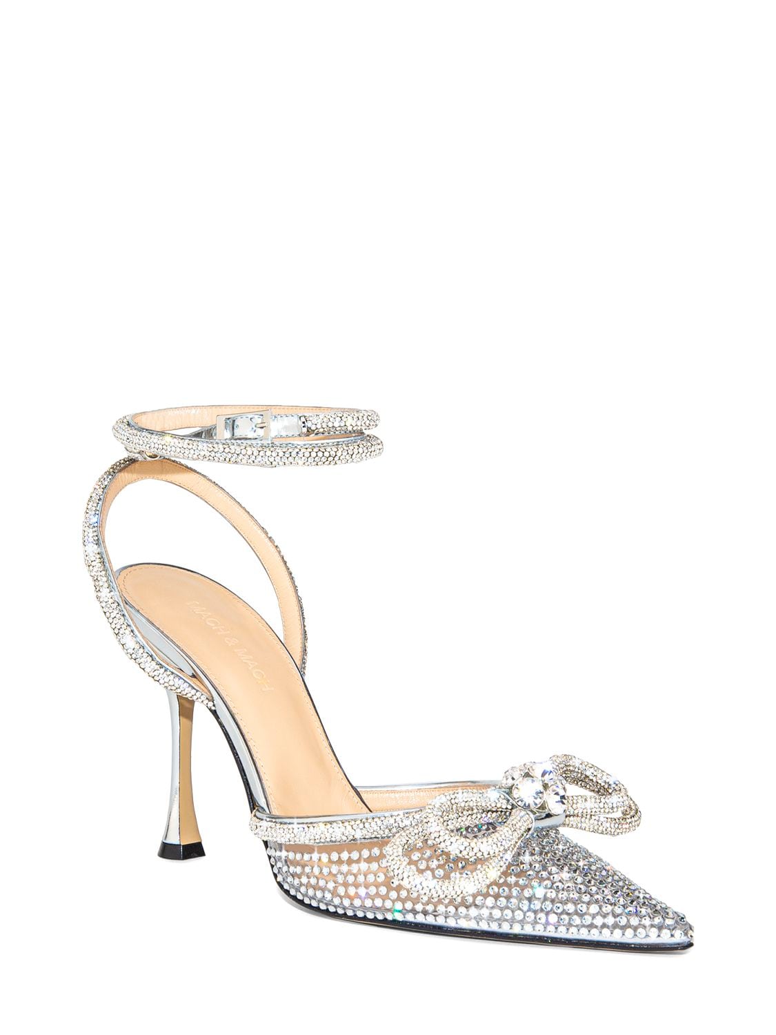 Mach & Mach 100mm Double Bow Embellished Pumps In Silver | ModeSens