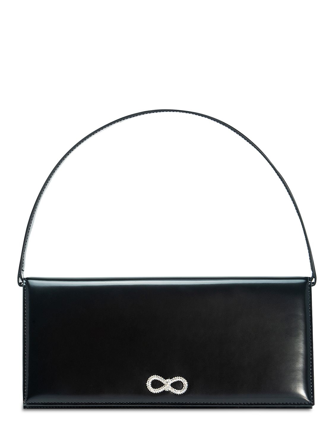 MACH & MACH Crystal Bow Leather Baguette Bag