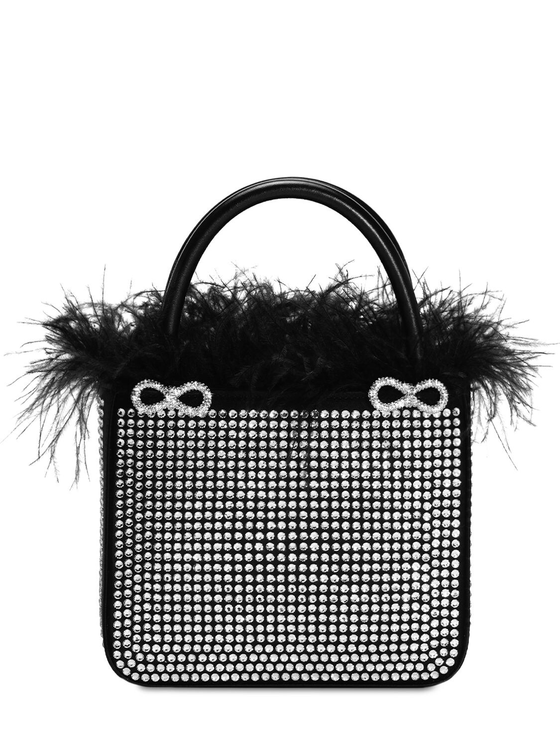 MACH & MACH CRYSTALLIZED FEATHER TRIMMED BAG
