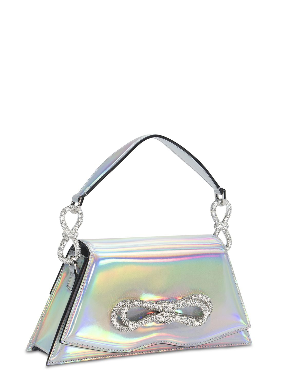 Shop Mach & Mach Samantha Iridescent Leather Handbag In Silver