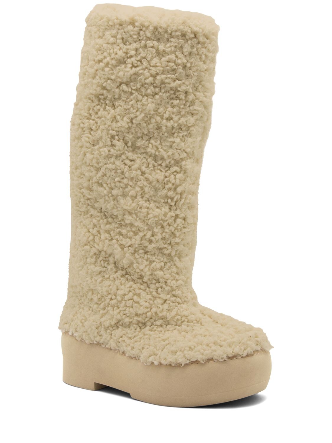 Shop Gia Borghini 50mm Faux Shearling Snow Boots In Beige