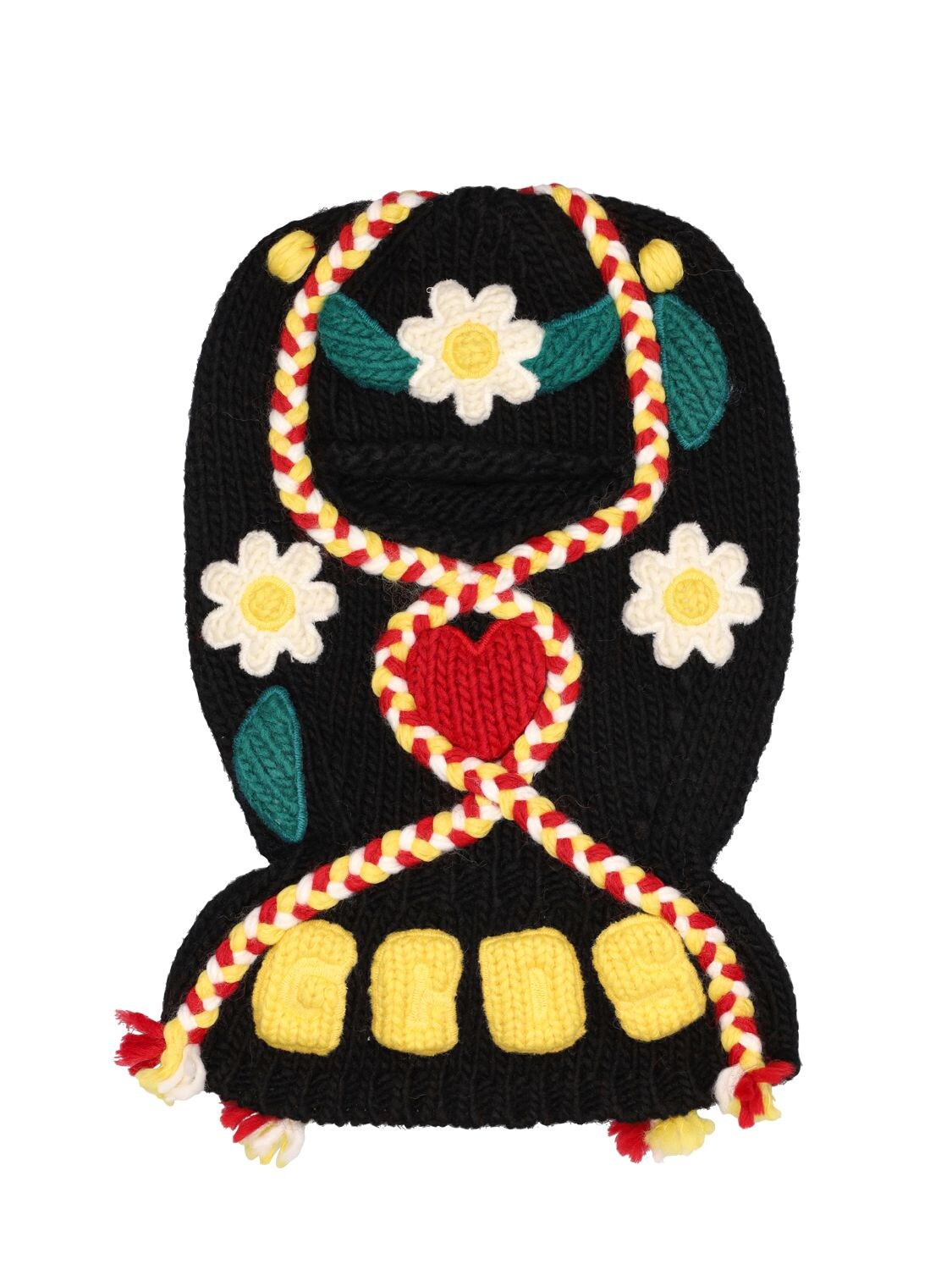 Gcds Knitted-appliqué Balaclava In Black
