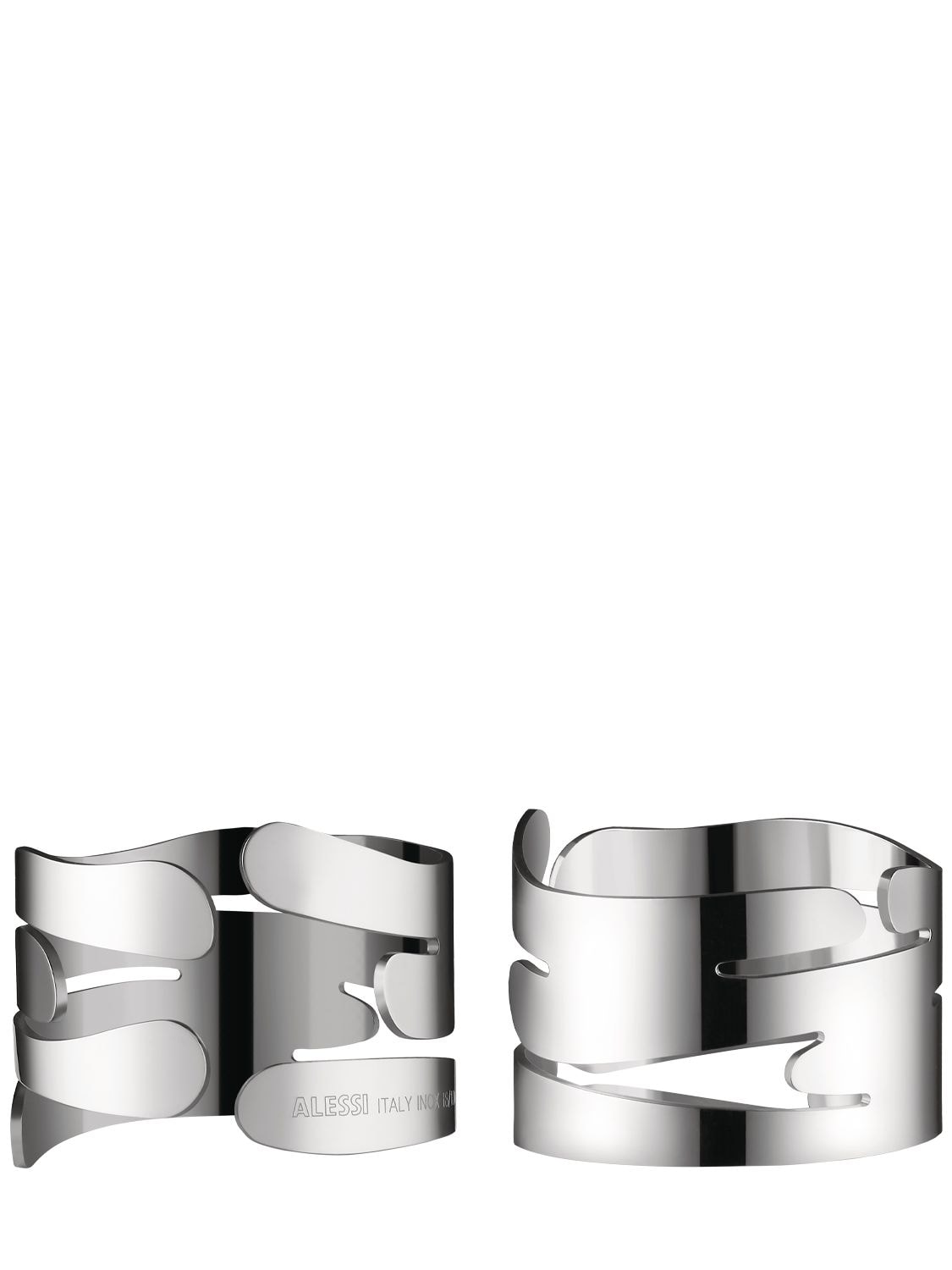 Alessi Set Of 2 Napkin Rings In Silver