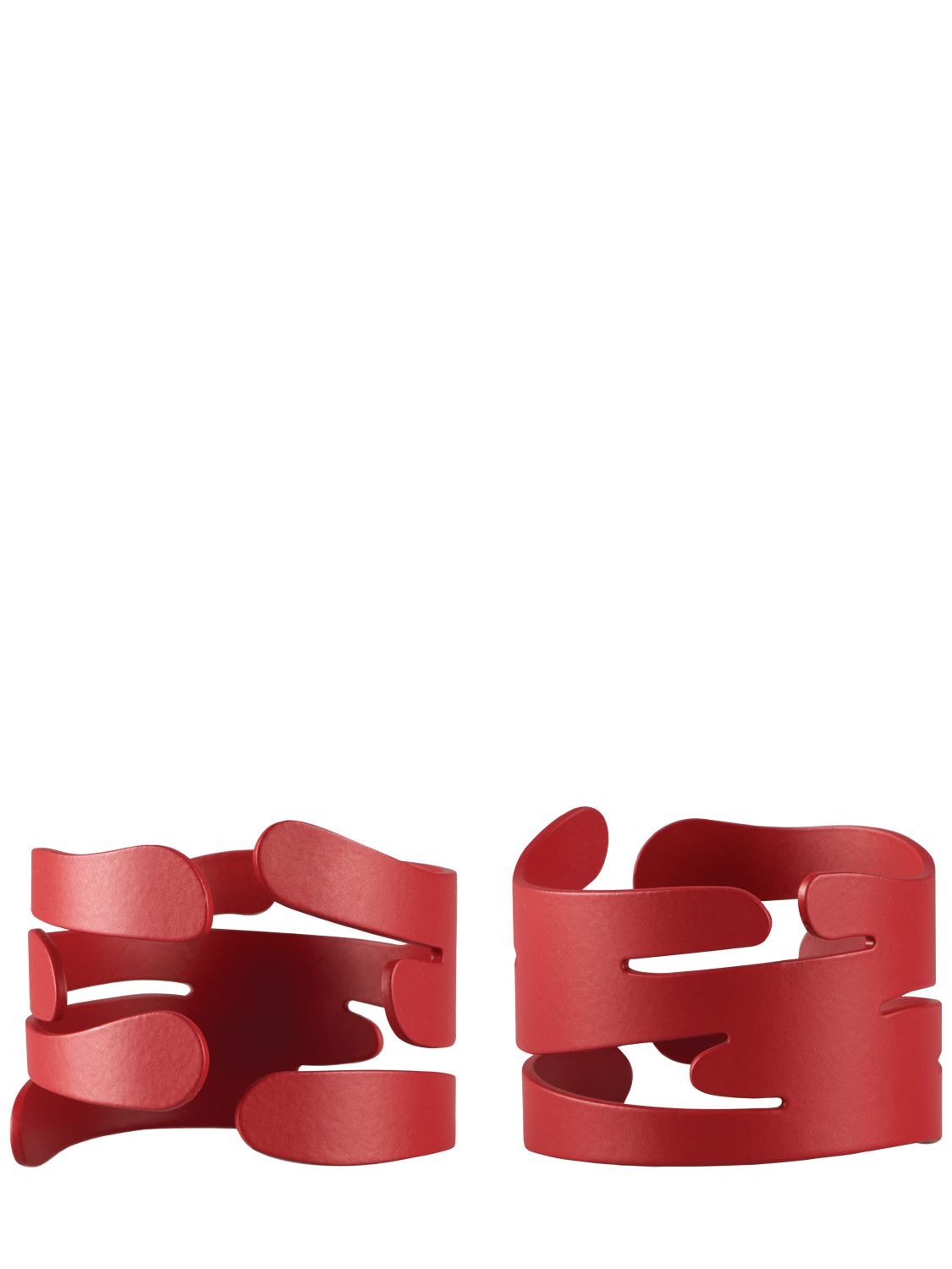 Alessi Set Of 2 Napkin Rings In Red