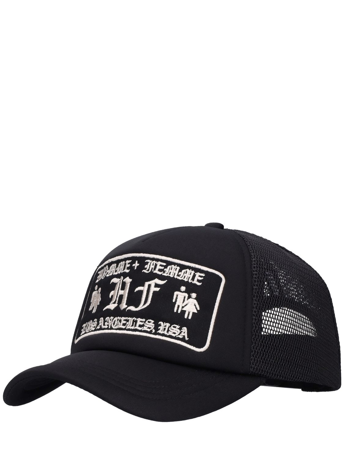 Shop Homme + Femme La Old English Logo Trucker Hat In Black