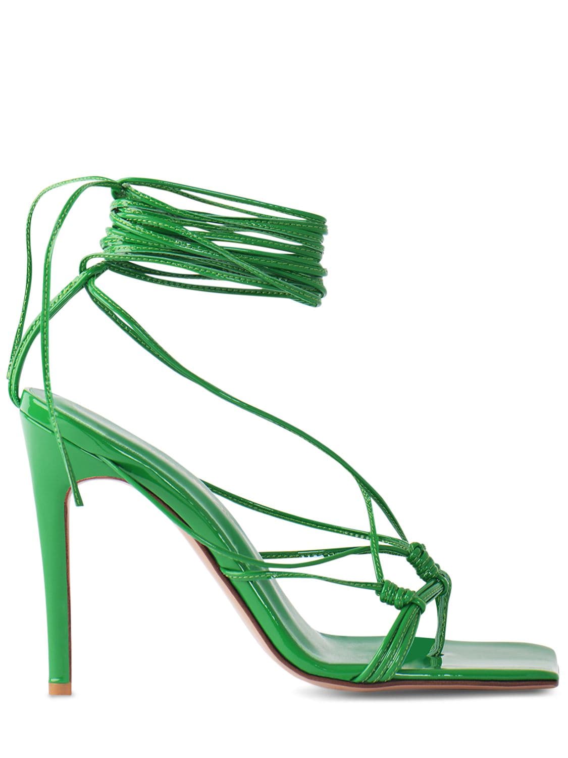 Andrea Wazen 105mm Mandaloun Patent Leather Sandals In Green