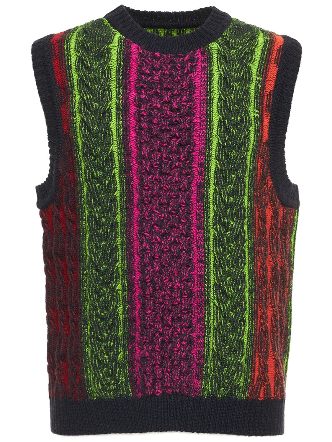 AGR NEON CABLE JACQUARD WOOL KNIT VEST