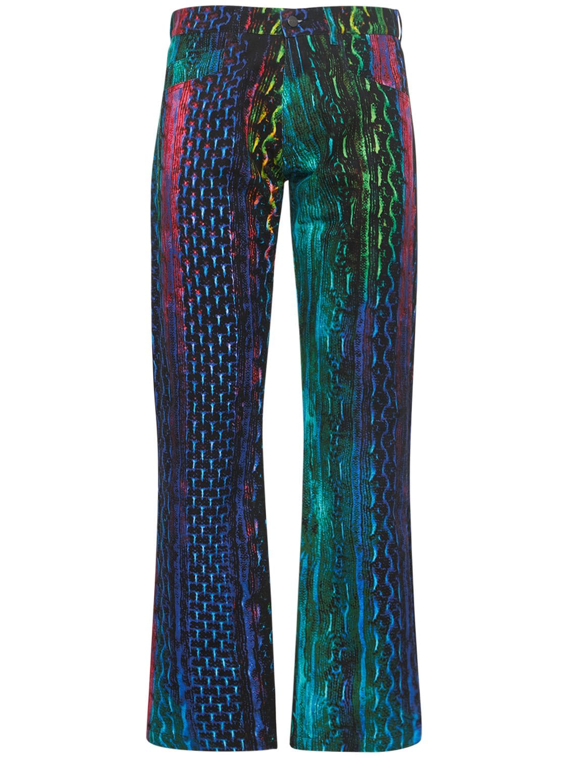 Agr Snake Print Cotton Denim Jeans In Multicolor