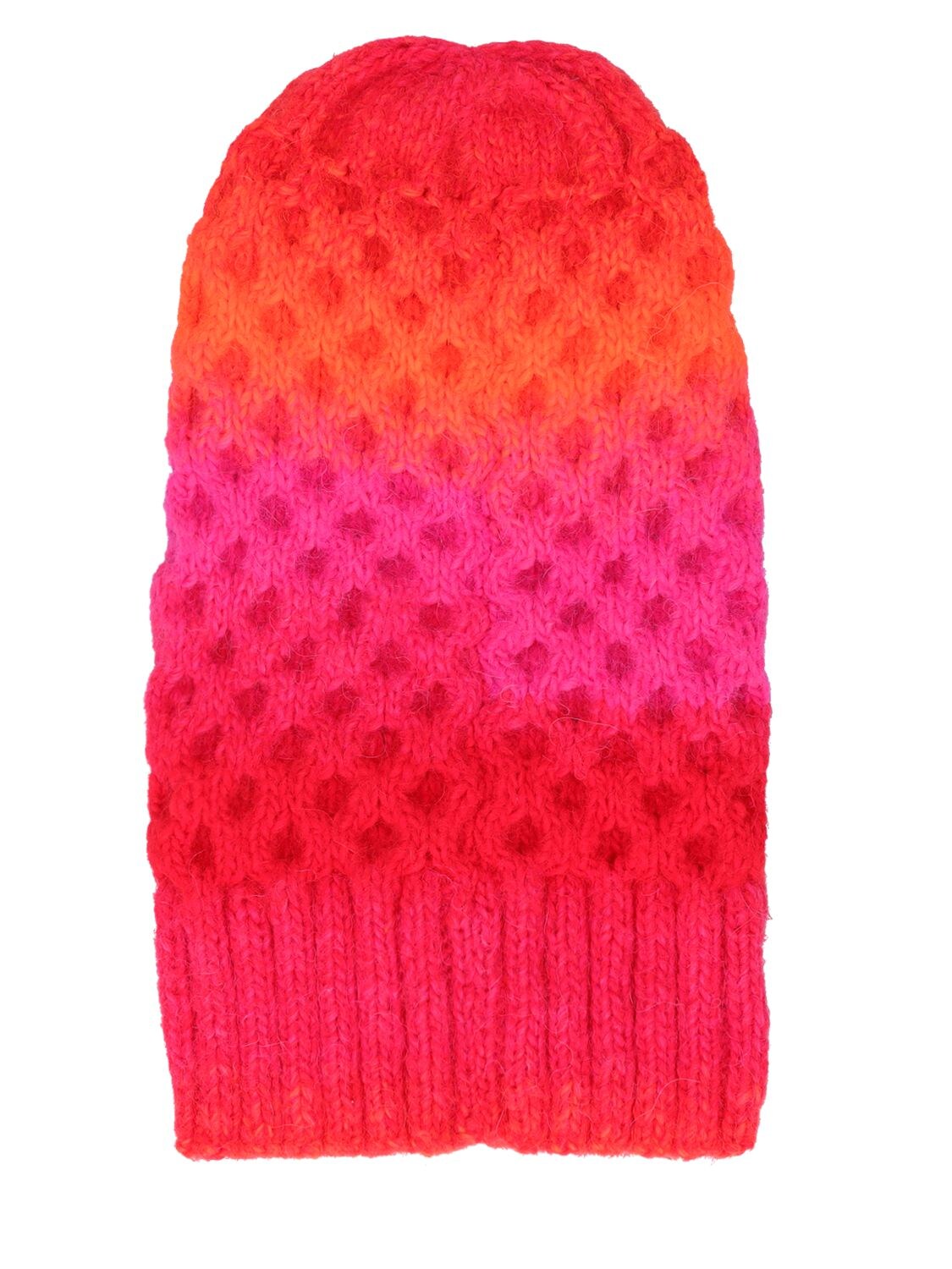 Agr Gradient Wool Blend Balaclava In Pink,orange