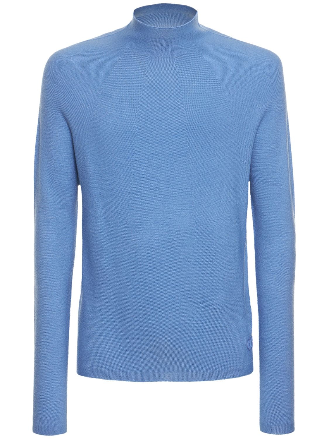 Alpha Tauri Fnatu Wool Blend 3d Knit Sweater In Medium Blue