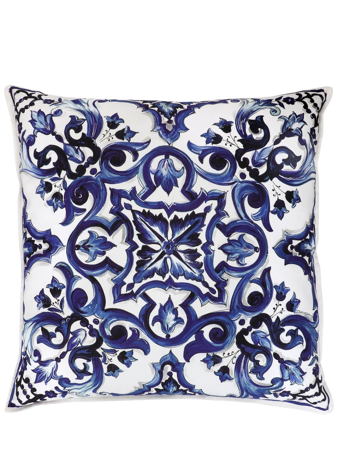Dolce & Gabbana Medium Canvas Cushion In Blu Mediterrane
