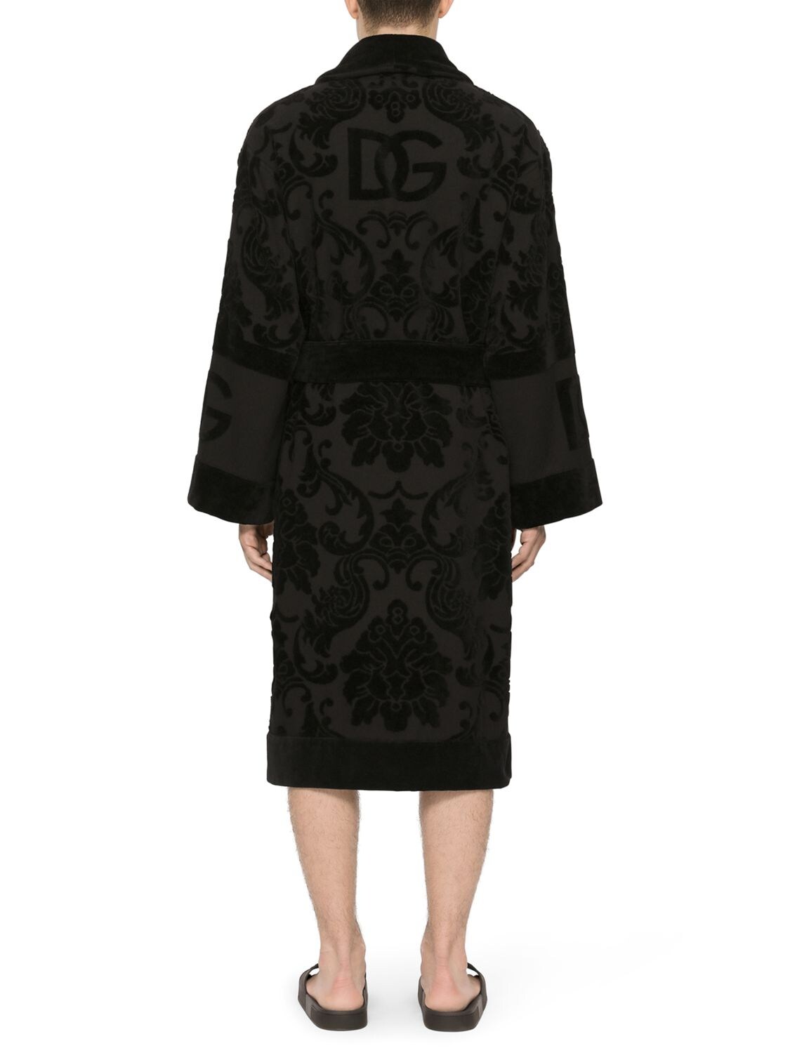 Shop Dolce & Gabbana Jacquard Bathrobe In Black