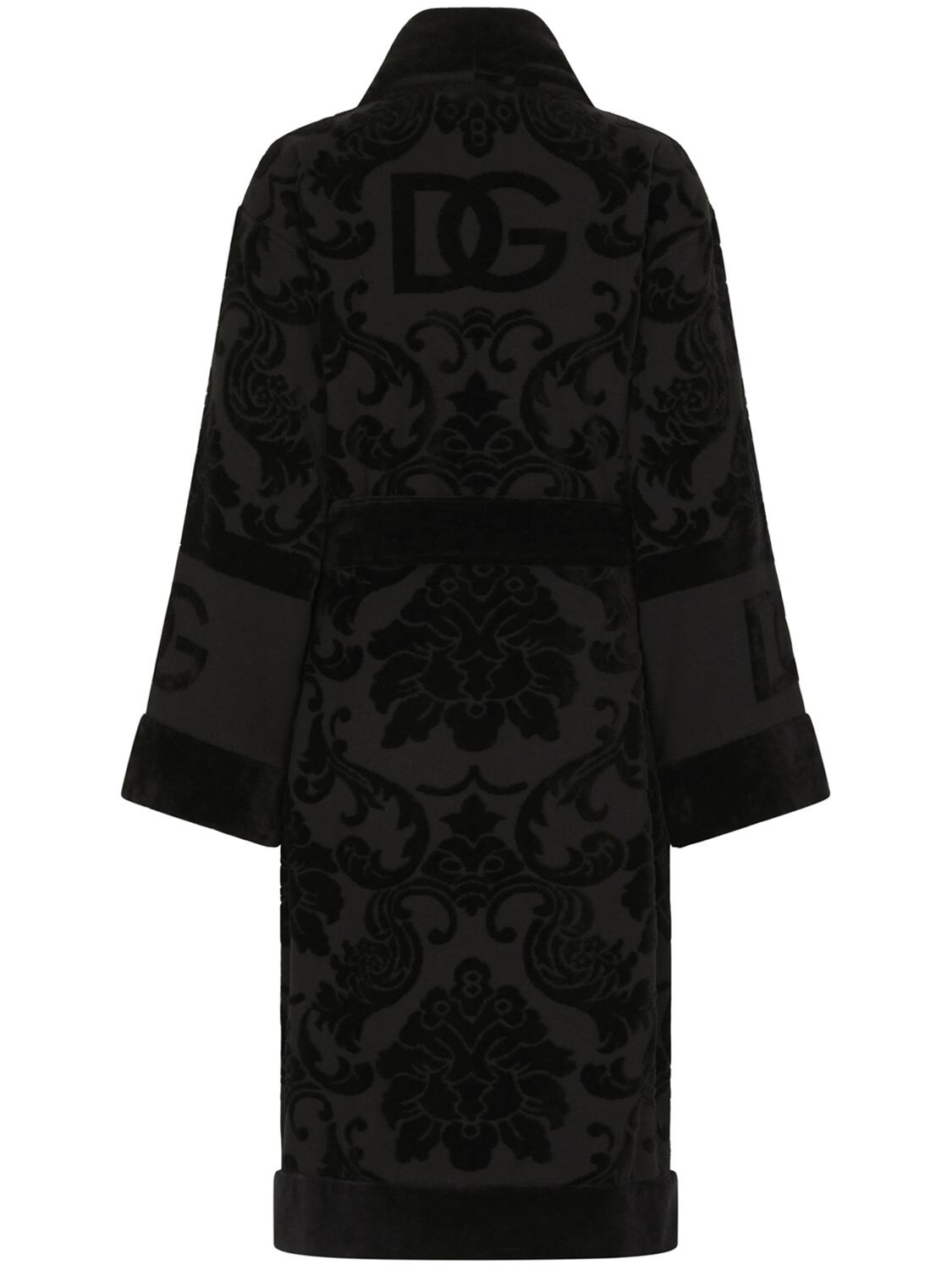 Shop Dolce & Gabbana Jacquard Bathrobe In Black