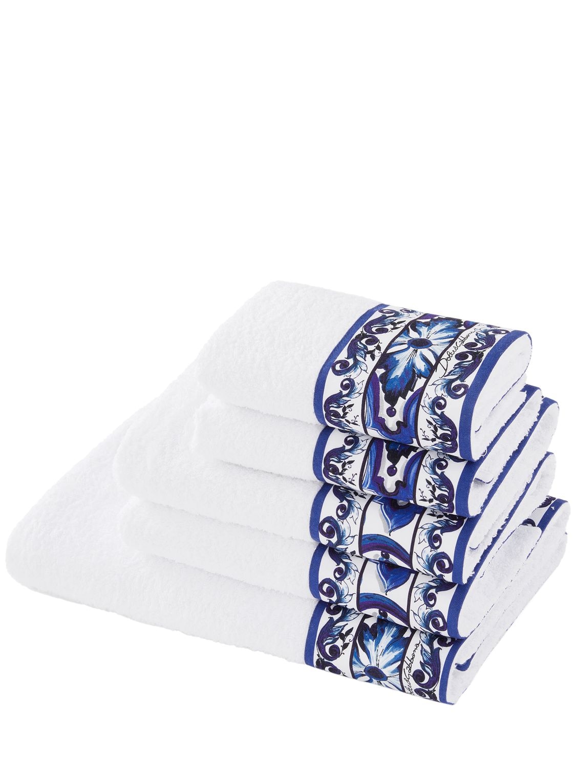 Dolce & Gabbana Set Of 5 Blu Mediterraneo Towels In Blu Mediterrano