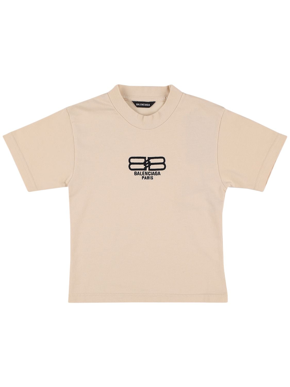 Balenciaga Kids' Cotton Jersey S/s T-shirt In 米黄色