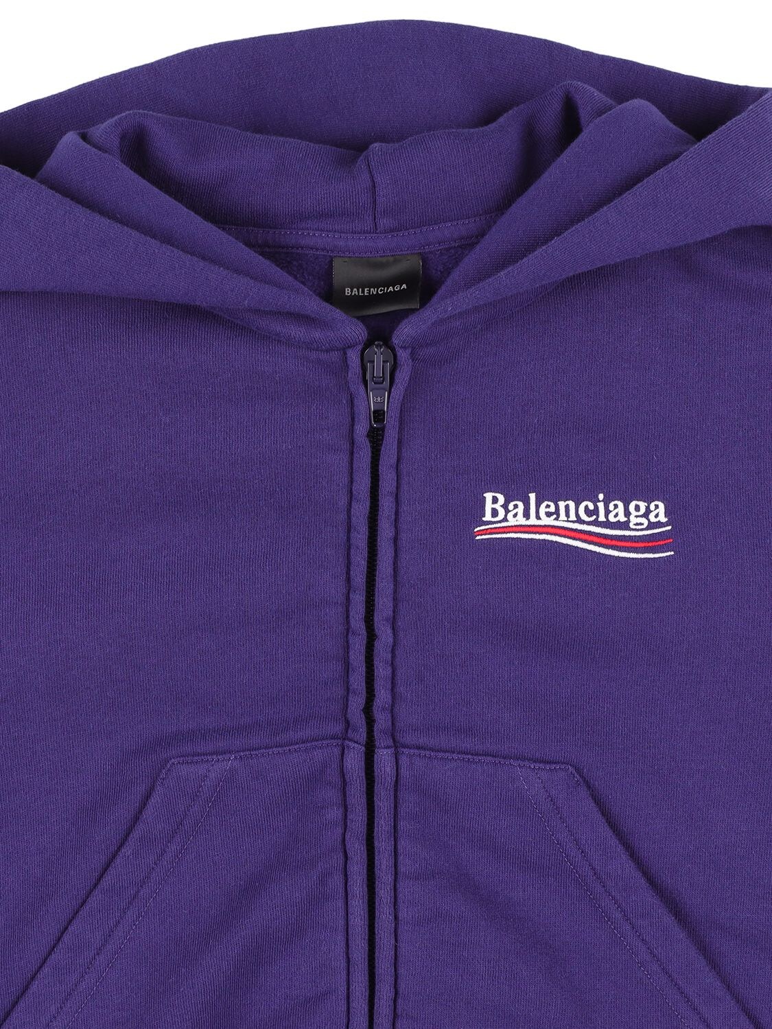 Shop Balenciaga Cotton Sweatshirt Hoodie In Navy