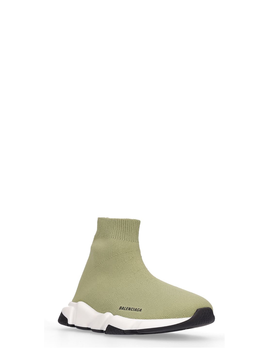 Shop Balenciaga Speed Recycled Poly Knit Sneakers In Light Kaki
