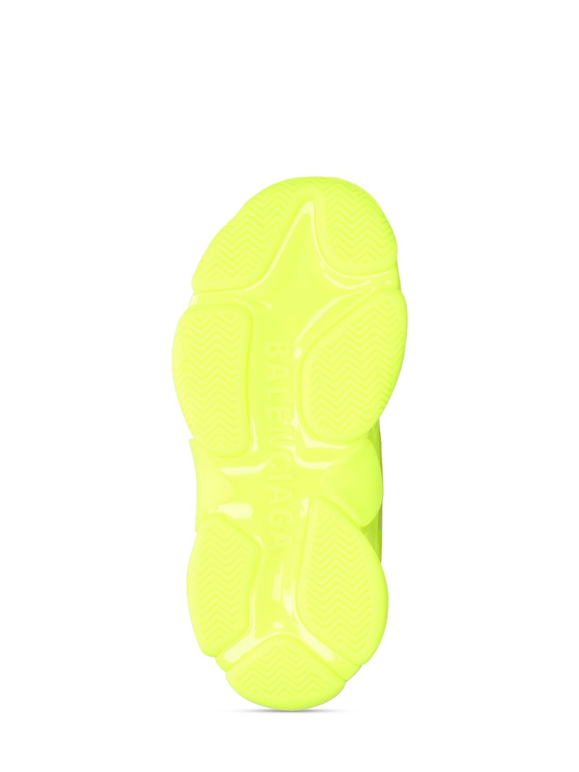 Shop Balenciaga Triple S Faux Leather Sneakers In Neon Yellow