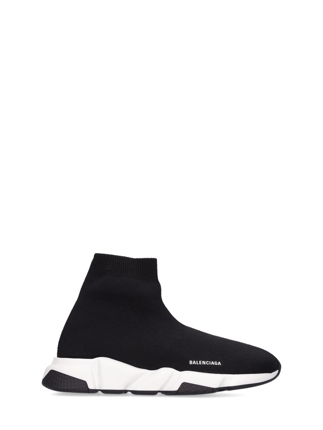 Balenciaga Kids' Speed Recycled Knit Sneakers In Black,white
