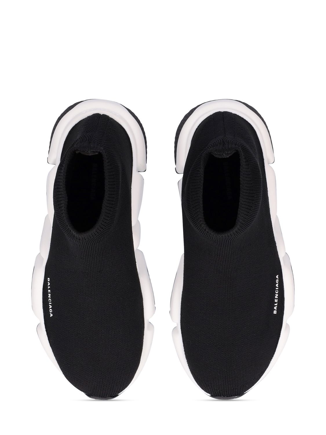 Shop Balenciaga Speed Recycled Knit Sneakers In Black,white
