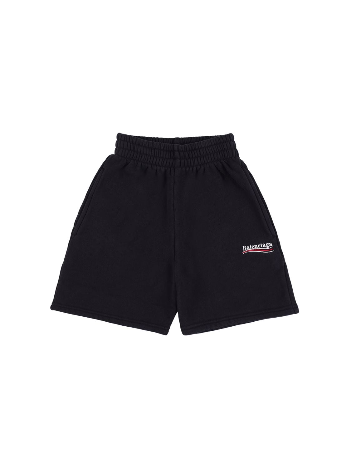 Balenciaga Kids' Cotton Sweat Shorts In Black,white