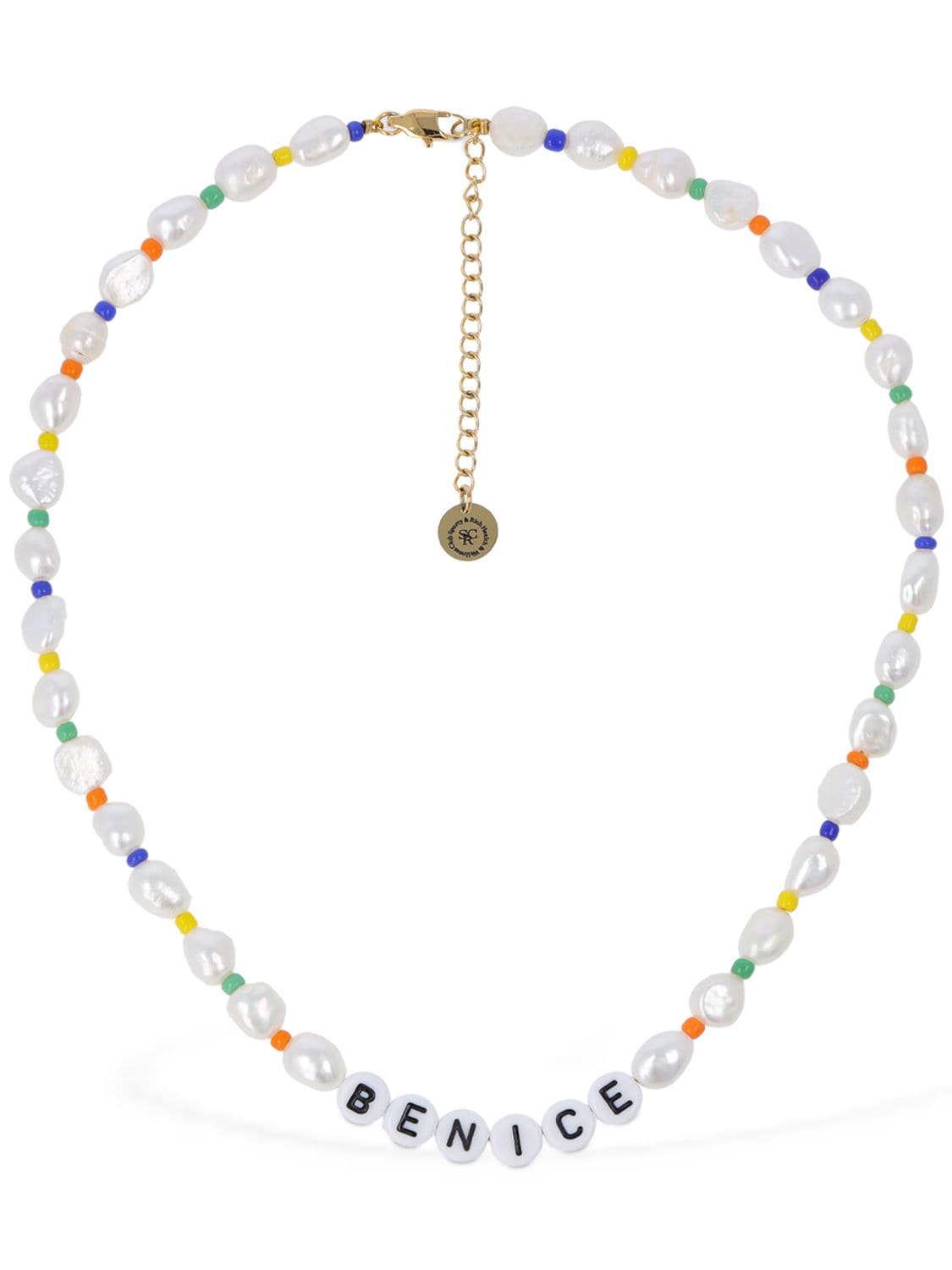 SPORTY & RICH Be Nice Faux Pearl & Bead Necklace