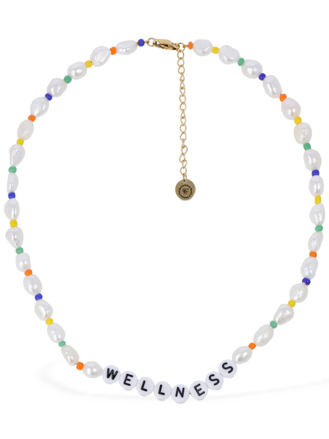 SPORTY & RICH Wellness Faux Pearl & Bead Necklace