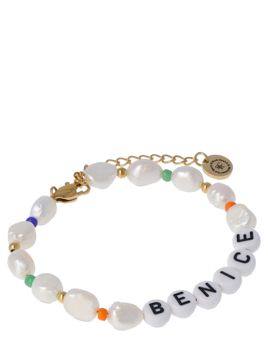 Shop Sporty And Rich Be Nice Faux Pearl & Bead Bracelet In Multi,white