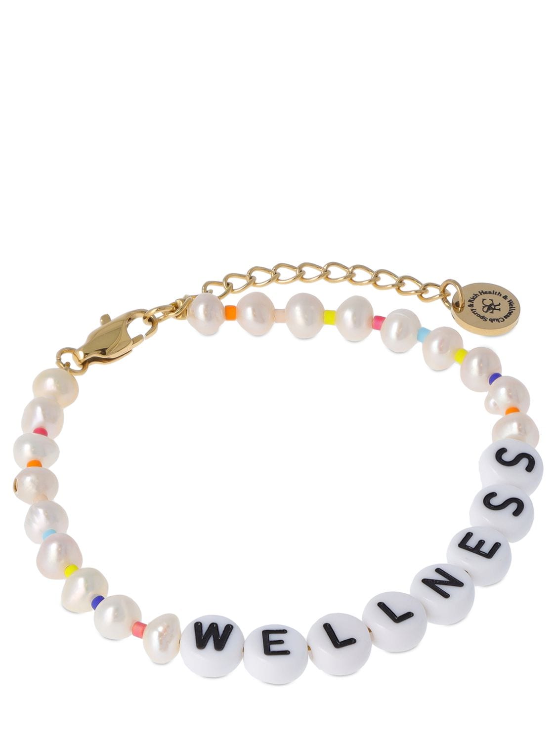 Shop Sporty And Rich Wellness Faux Pearl & Bead Bracelet In Multi,white