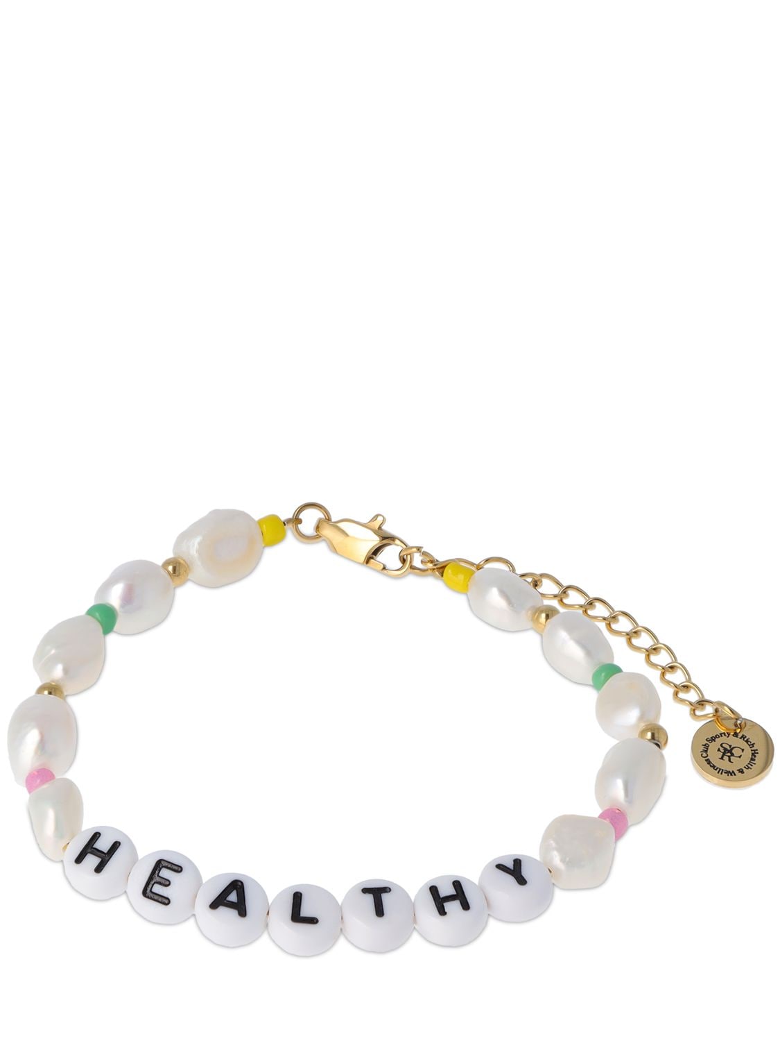 SPORTY & RICH Healthy Faux Pearl & Bead Bracelet