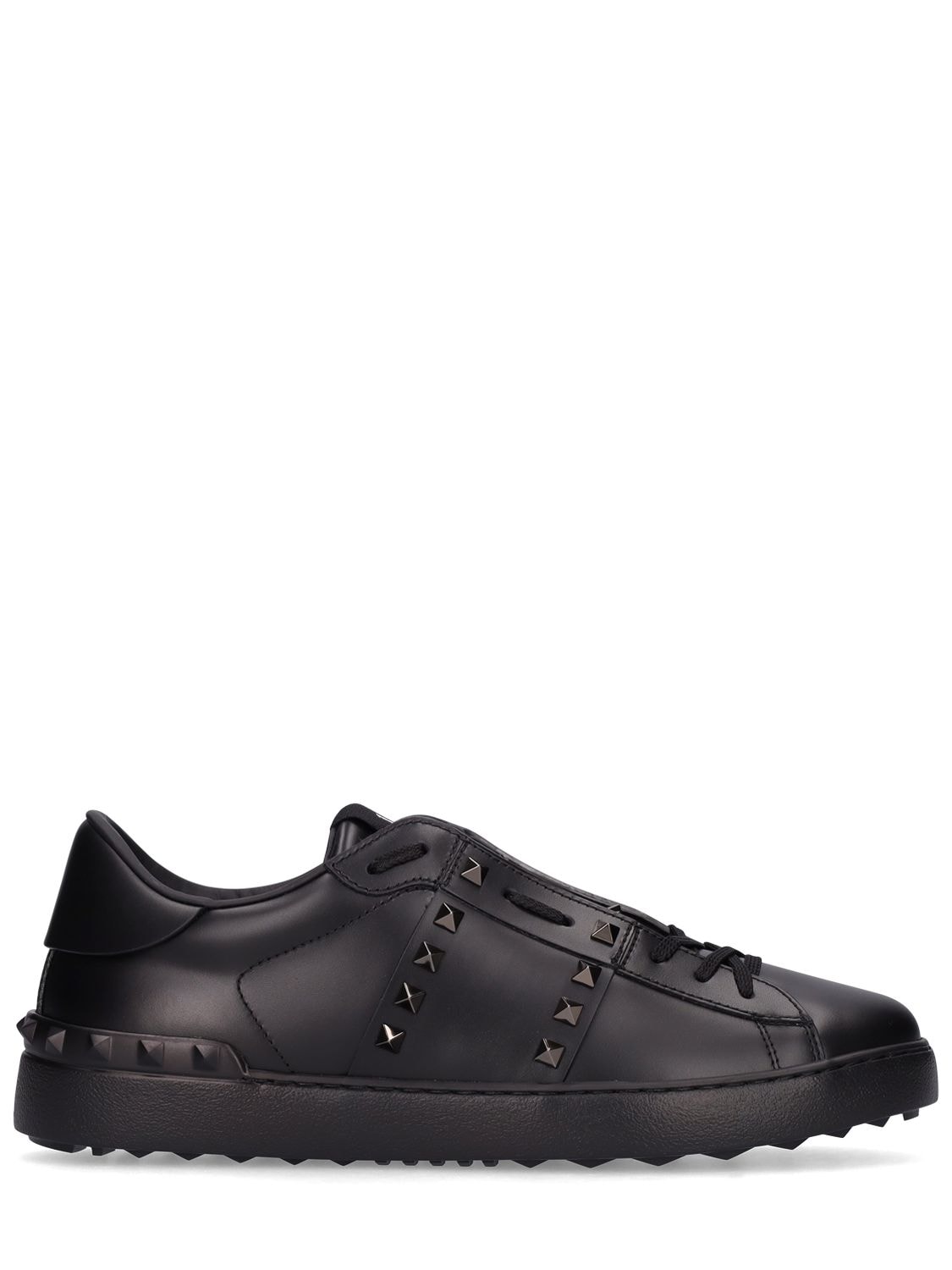 Shop Valentino Open Rutenio Studs Leather Sneakers In Black
