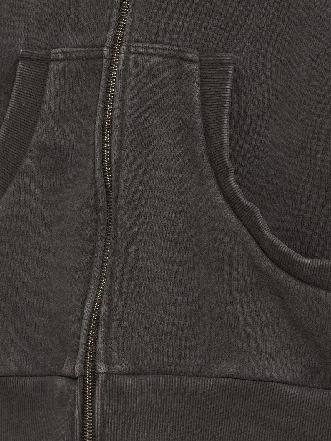 Entire Studios Washed Cotton Full-zip Hoodie In Washed Black