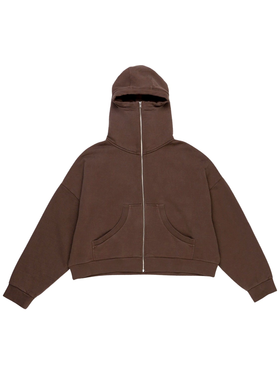Washed Cotton Full-zip Hoodie In Brown