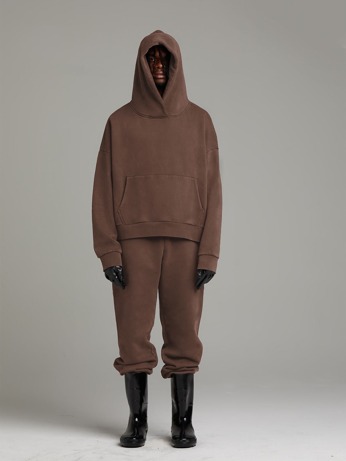 Shop Entire Studios Heavy Hood Washed Cotton Hoodie In Brown