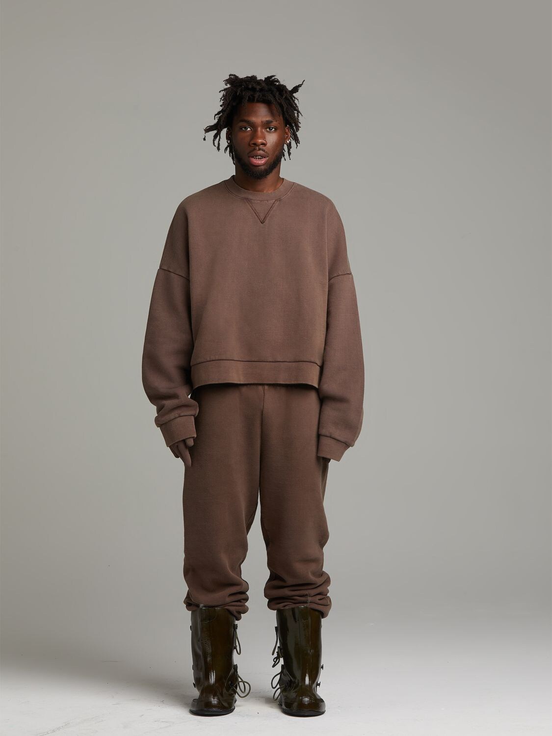 Box Crew Washed Cotton Sweatshirt In Brown