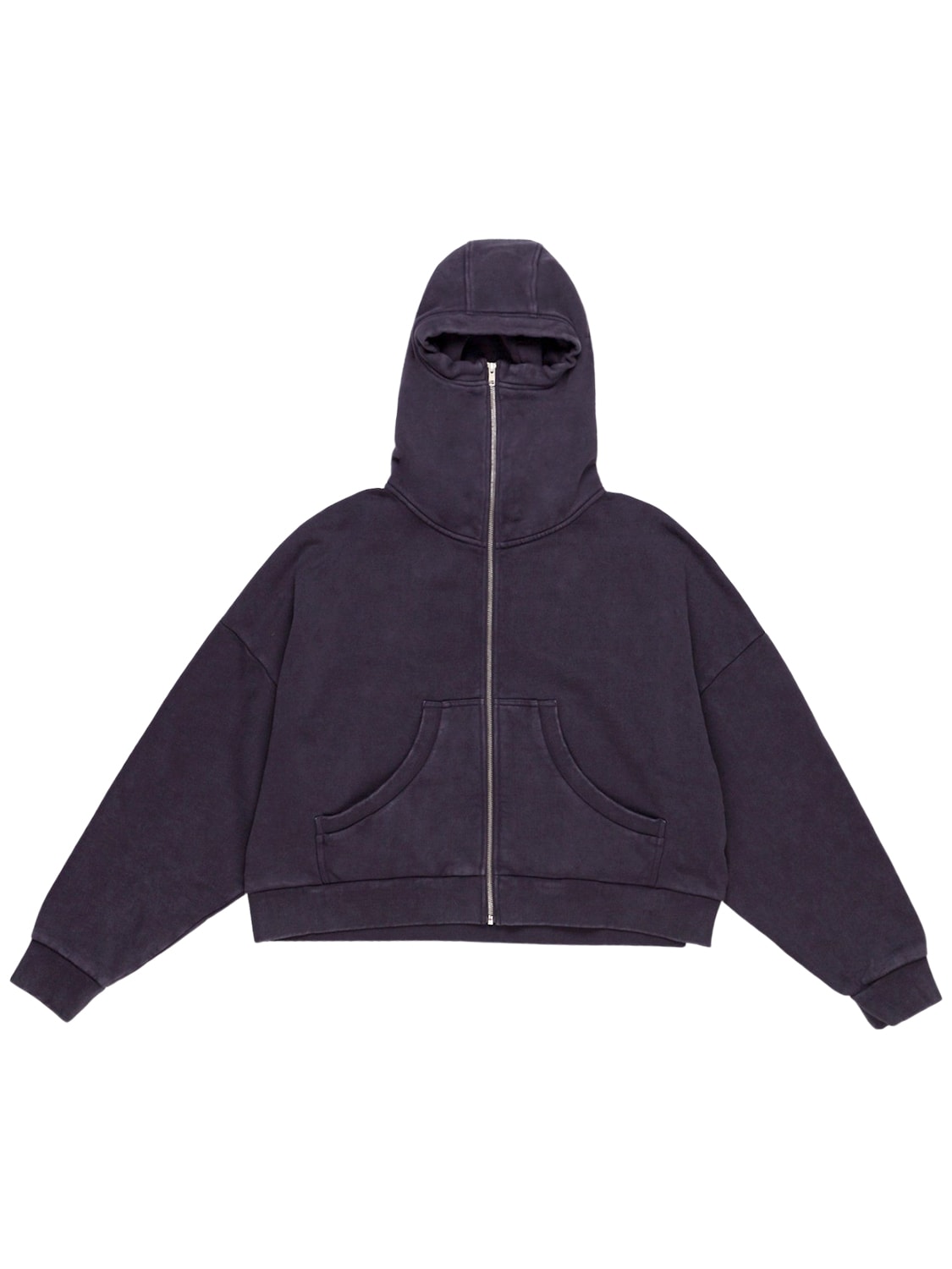 Washed Cotton Full-zip Hoodie In Blue