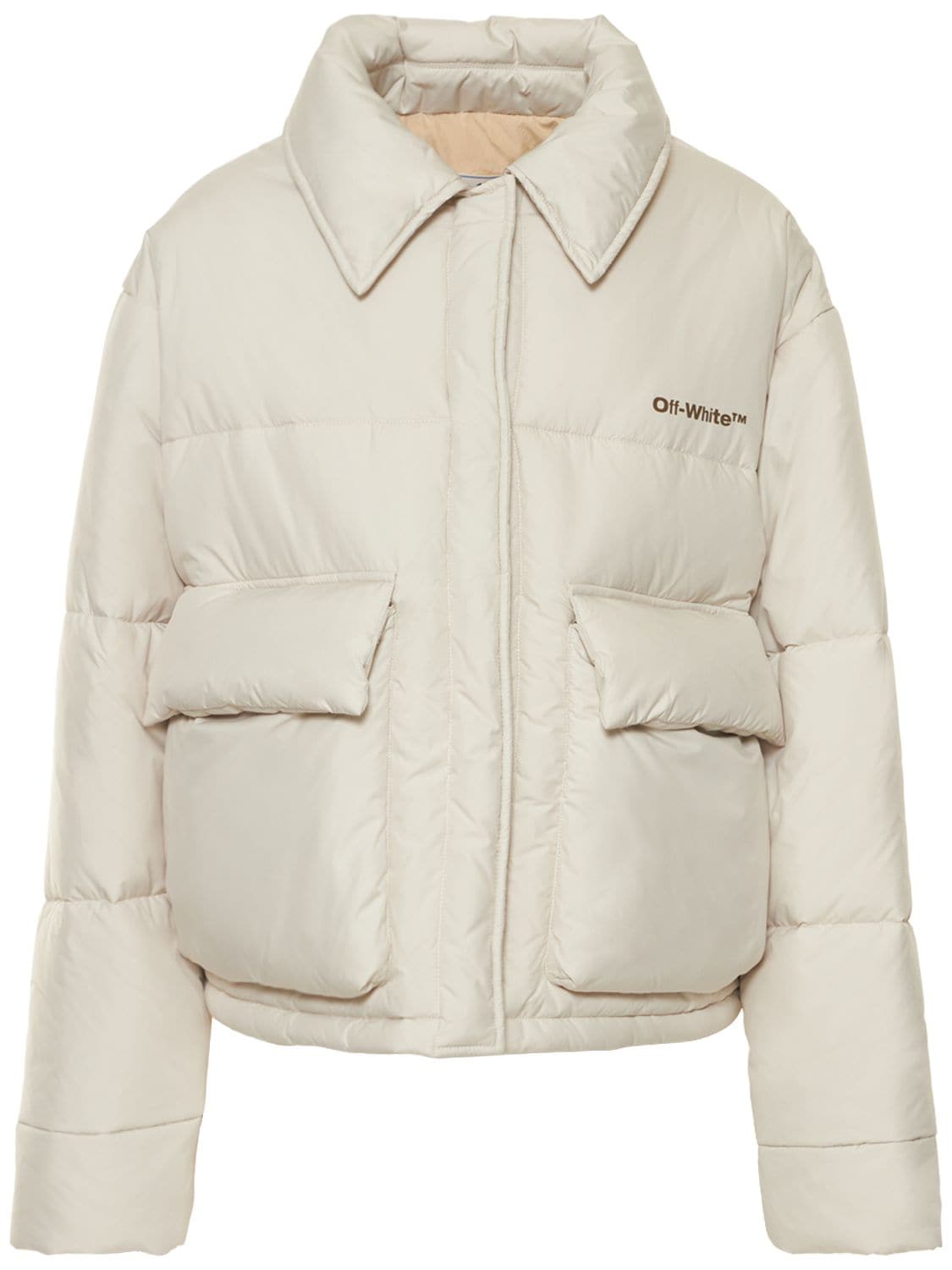 Off-white Peach Nylon Arrow Puffer Jacket In Weiss | ModeSens