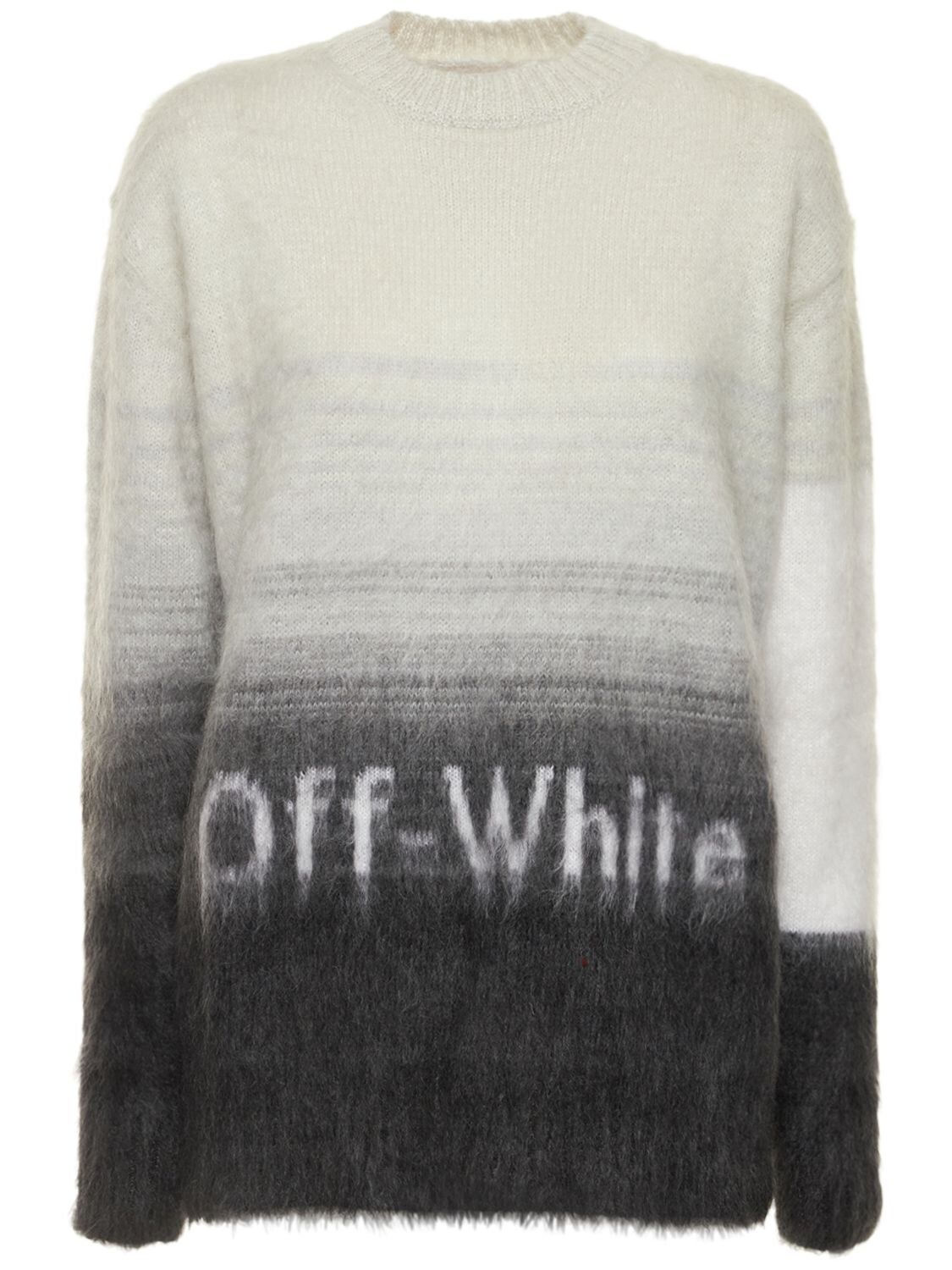 OFF-WHITE MOHAIR HELVETICA LOGO WOOL BLEND SWEATER