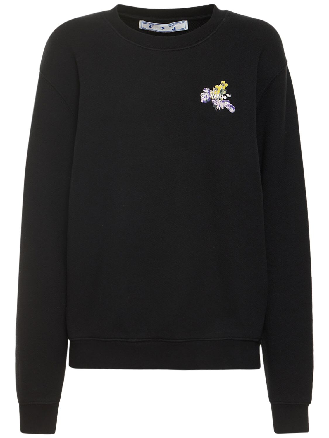 OFF-WHITE FLOWER ARROW COTTON CREWNECK SWEATSHIRT