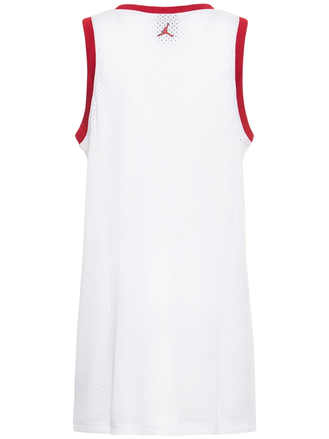 Nike Jordan Heritage Mesh Jersey Dress In White/gym Red/black