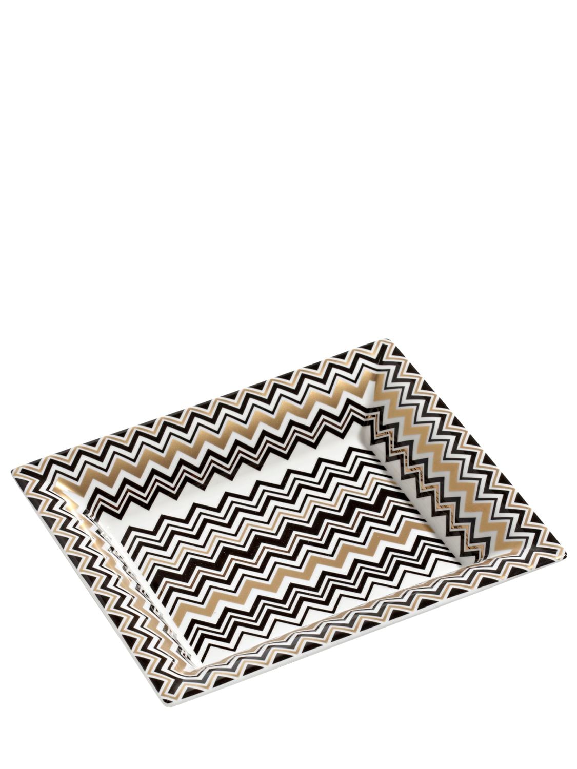 Missoni Home Collection Zig Zag Gold Rectangular Tray Large In Multicolor
