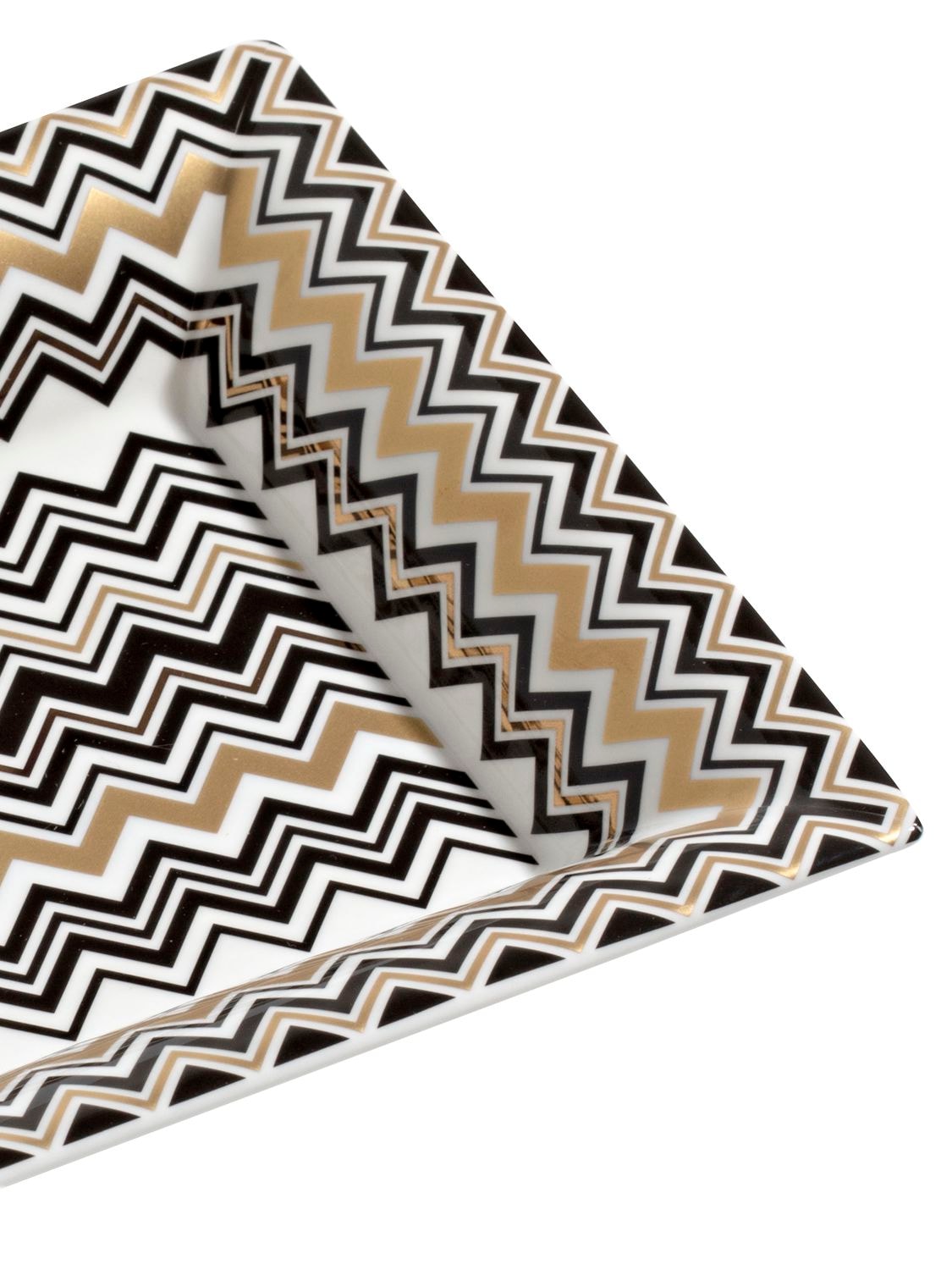Shop Missoni Home Collection Zig Zag Gold Rectangular Tray Large In Multicolor