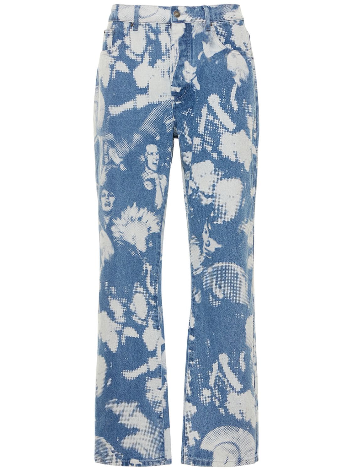 Jaded London Crowd Discharge Print Straight Leg Jeans In Blue,multi ...